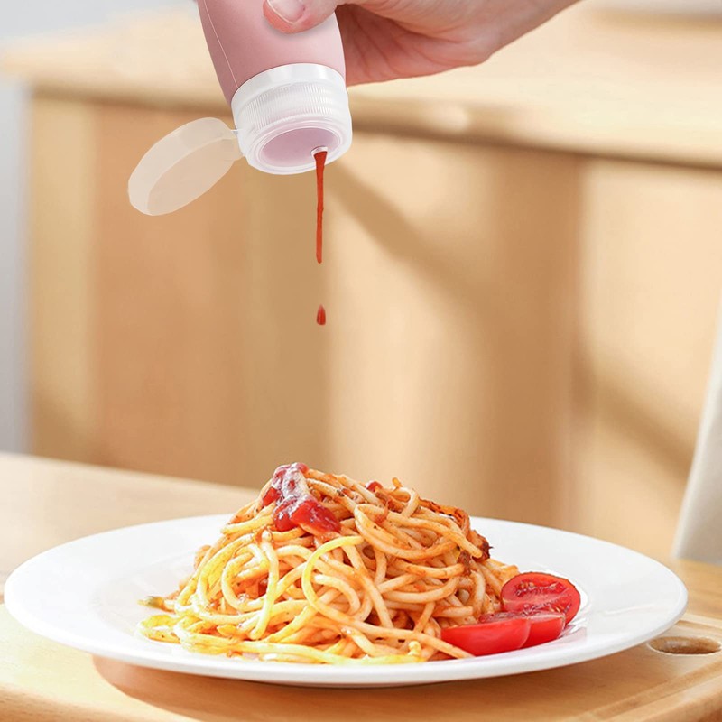 TACYKIBD 4Pcs Squeeze Salad Dressing Bottles, Leakproof Mini Sauce Condiment