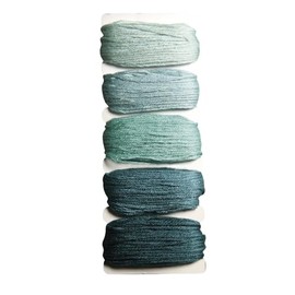 Rayher 53564407 Stitch & Knot Cotton Yarn Blue/Green Rainbow 5 Colours 10 m (50 m) Cross Stitch Thread Set, Embroidery Thread Set, Knotting Thread, Thread for Friendship Bracelets