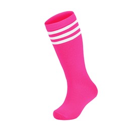Zando Girls Pink Softball Socks Soft Kids Soccer Socks 4-6 Years Toddler Knee High Striped Tube Athletic Socks Cotton Pink Baseball Socks School Uniform Socks For Boys Girls Hot Pink/White 4-6 Years