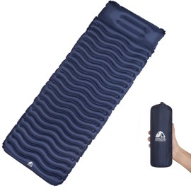 Unigear Ultralight Inflatable Sleeping Pad, Compact Air Camping Mat for Backpacking, Hiking and Traveling (Navy Blue Pad with Pillow)