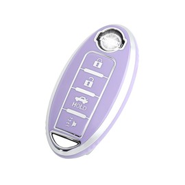 OFFCURVE Funda de TPU Suave para Llavero Compatible con Nissan Altima Rogue Sentra Pathfinder Maxima Titan Murano 4 Botones Smart Keys Case Protector (Plata púrpura)