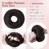 S-noilite Messy Bun Hair Piece Human Hair, Straight Natural Black
