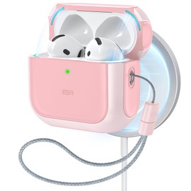 ESR for AirPods 4th Generation Case, Compatible with AirPods 4 Gen (2024) (USB-C), Compatible with MagSafe, Drop Protection Cover with Lanyard, Orbit Hybrid Case, Pink