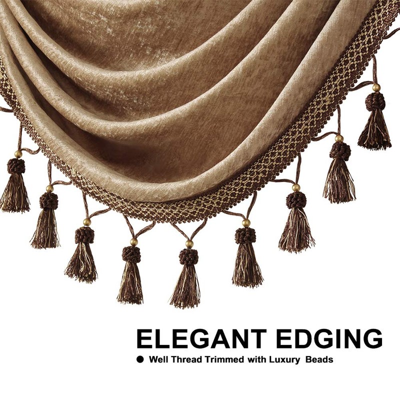 ELKCA Thick Chenille Window Curtains Valance for Living Room Coffee