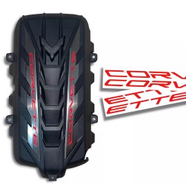 MastroiAuto Gloss RED Vinyl Letter Decals for 2020-2024 Chevy Corvette C8 Engine Cover