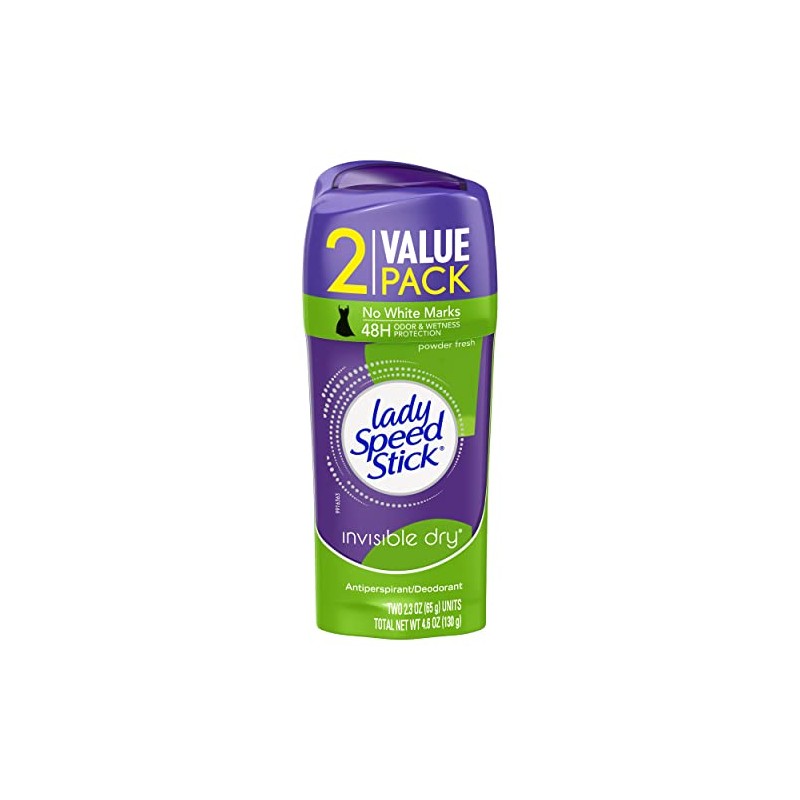 Lady Speed Stick Antiperspirant, Invisible Dry Powder Fresh, Twin pack,