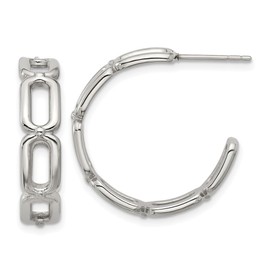 Diamond2Deal Stainless Steel Polished Open Link Hoop Earrings (L-0.94 Inch, W-0.98 Inch)