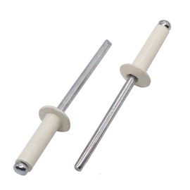 SKIR'CO (50 pcs) Painted Blind Rivets 4.0 x 12 mm, Aluminium Blind Rivets, DIN 7337, Dome Head, Steel Mandrel, Pop Rivets (Pure White RAL 9010)
