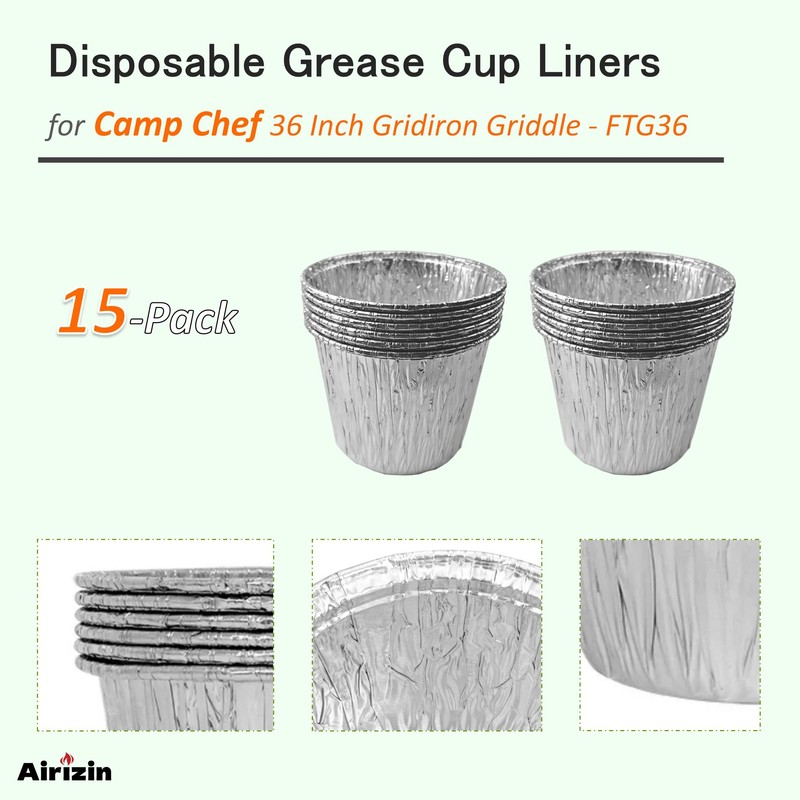 Grease Cup Liners for Camp Chef Gridiron 36 Flat Top