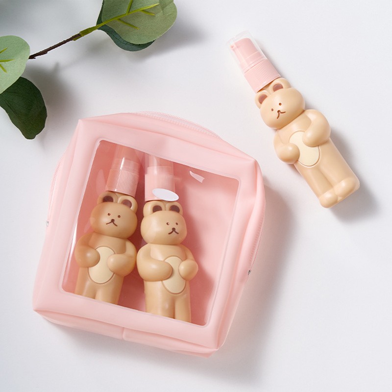 Travel Bottles Kit Cute Bear Look Delicate Easy Press Empty