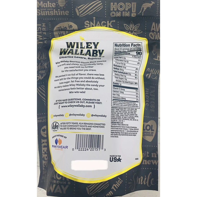 Wiley Wallaby FAMILY SIZE Soft & Chewy CLASSIC BLACK Gourmet
