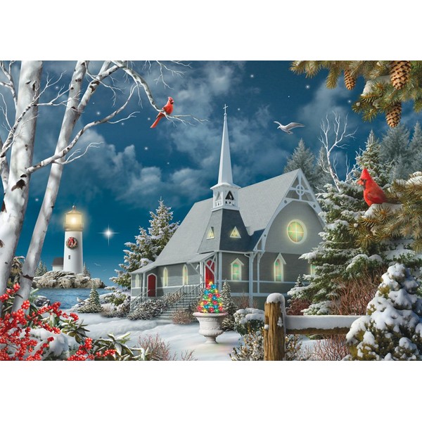 Guiding Lights Boxed Christmas Cards - 15 Cards & 16 Foil Lined Envelopes