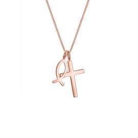 Elli Women's Cross Fish Pendant Necklace in 925 Sterling Silver, Sterling Silver, None