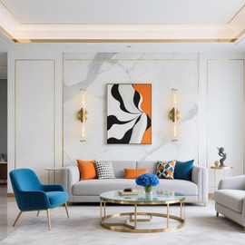 Vaziden Bathroom Light Fixtures, Gold Wall Sconce in Clear Glass Vanity Lights, Modern Bathroom Vanity Light Up and Down Sconces Wall Lighting for Living Room, Hallway, Bedroom - Bulb Not Included