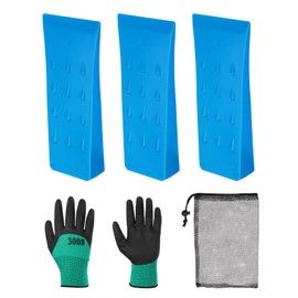 QUARKZMAN Plastic Felling Wedge Pack of 3 ABS Plastic Forestry Wedge 152 mm Splitting Wedge for Wood Plastic Wedges Felling Wedge with Gloves with Bag for Impact Wrench Felling Wedges Blue