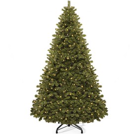 YITAHOME Pre-Lit Green Artificial Christmas Tree, 7.5ft Green Spruce Christmas Tree for Home, Office, Party Decoration with 1346 Branch Tips and 550 Warm White Lights, Green