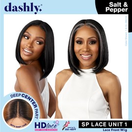 Sensationnel Dashly lace Front Wig - Unit 1 hand tied ear to ear soft lace synthetic 5 Inch Deep Part - Dashly lace Salt and Pepper Unit 1 (HL280/44)