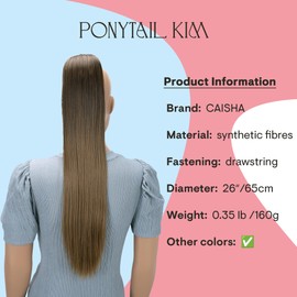 CAISHA 26" Hairpiece Ponytail Long Hair Extension Drawstring Straight Light Brown Mix PH625