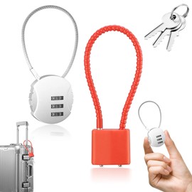 1 x Combination Lock Padlock and 1 x Lock with Key, Lock with Combination Code 3 Digit Luggage Lock, Weatherproof Padlock Small for Suitcase, Gate, Locker, Backpack (Red 1)