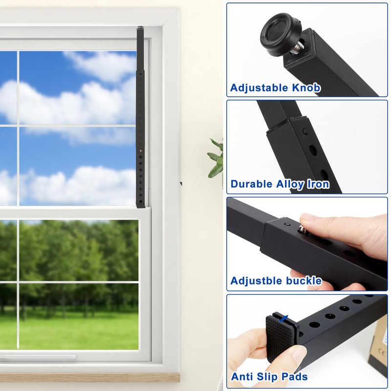 Wintcomfort Adjustable Window Security Bar, Heavy Duty Sliding Window Security