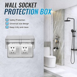 SEWACC Weatherproof Electrical Outlet Cover Outlet Plug Cover Outdoor Plug Socket Case Adhesive Type Receptacle Protector Splash-proof Wall Socket Box for Bathroom