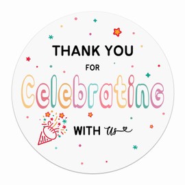 120Pcs Thank You for Celebrating with Us Stickers, 2" White Self-Adhesive Round Stickers for Weddings, Birthdays, Holidays, Gift Wrapping, and Envelope Seals (with us)