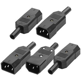 MEIRIYFA 3-Pin Inlet Power Plug Socket Connectors,IEC320 AC 250V 10A C14 Three-Hole Male for PDU Cabinets Industrial Engineering Dedicated (5PCS) (C14 Male)