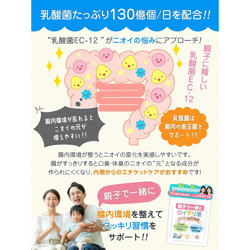 【歯科医師監修】 親子で一緒にロイテリ菌 【150倍濃縮シャンピニオンエキス】 乳酸菌 チュアブル 25種類の無添加 エチケットサプリ 国内GMP認定工場で製造 (60日分)