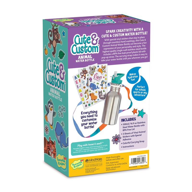 MindWare Cute & Custom Animal Water Bottle Decorating Kit