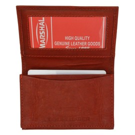 Genuine Leather Expandable Credit Card ID Business Card Holder Wallet (Burgundy)