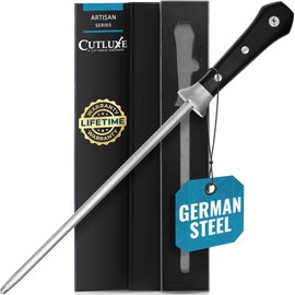 Cutluxe Honing Rod, Sharpening Steel for Kitchen Knives – 12" Honing Steel – Ergonomic Handle Design – Artisan Series