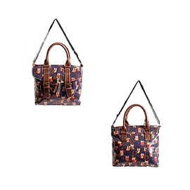 Owl patterned Ladies fashion Bag Oilcloth waterproof Women's Fashion Shoulder strap Handbag (Navy)