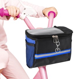 TGUS Kids Bike Basket, Front Frame Scooter Basket Bag, Handlebar Bag Organizer for Boys Girls with Clear Phone Pouch, Bike Decoration for Most Children's Bikes(Color:Blue)