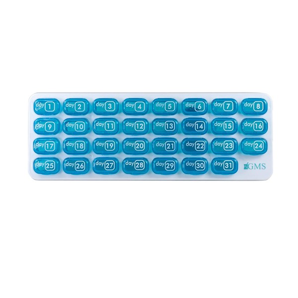 GMS 31 Day Pill Organizer with Daily Portable Pop-Out Pods to Contain Medication, Vitamins, Supplements, or Prescriptions for Work or Travel, Monthly Pill Planner