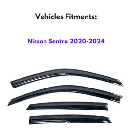 KPY Window Visor Compatible with Nissan Sentra 2020-2025, 4PC Rain Guard Side Window Vent Deflectors Tape-On Mugen Style, 2020 2021 2022 2023 2024 2025