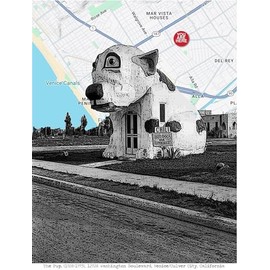 The Pup, historic hot dog stand in Venice, Los Angeles, California. Historic travel souvenir. USA made. Gallery quality Matted at 14 inch x 11 inch and ready-to-frame.