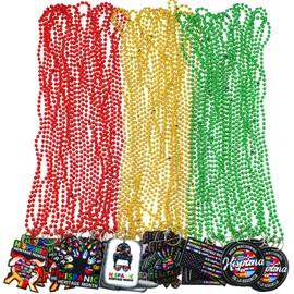 Sasylvia 60 Pcs Hispanic Heritage Month Bead Necklaces with Felt Pendant in 6 Styles Spanish Latino America Heritage Month Necklaces for Party Decoration Supplies Events Celebration