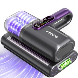 FEPPO Cordless Mattress Vacuum Cleaner, 18Kpa Bed Vacuum with 253.7nm UV-C Light, Ultrasonic, Dust Sensor & LED Display, 52800 BPM Handheld Vacuums for Bed, Sofa, Couch, Crib