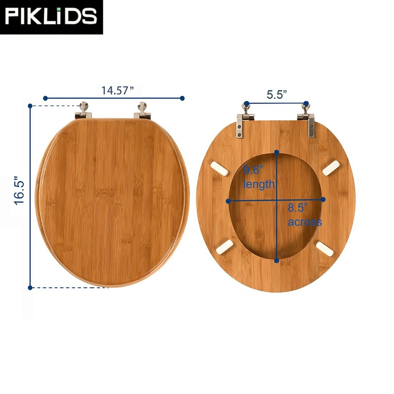 Toilet Seat, Solid Wood, Bamboo, High Gloss Finis, PIKLiDS (Round)