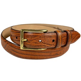 Adam Gold Men's Genuine Italian Calfskin Leather Dress Belt 1-1/8"(30mm) Wide Polished Buckle (Lizard Tan, 34)