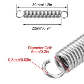 GUNGY Tension Springs with Hooks Stainless Steel Tension Spring 30 mm Outer Diameter 5 mm Wire Diameter 0.8 mm Maximum Tensile Force 2.12 kg 0.8 x 5 x 30 mm Pack of 20