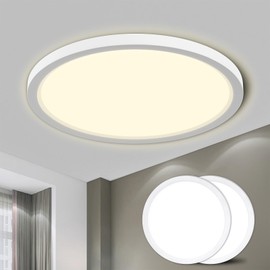 LQWELL® LED Ceiling Light, IP44 Waterproof Bathroom Lamp, Round, Flat, 18 W, 4000 K, 1600 LM, Modern Simple Thin Lamp for Living Room, Bathroom, Bedroom, Kitchen, Balcony, Cellar Office, 220 x 24 mm