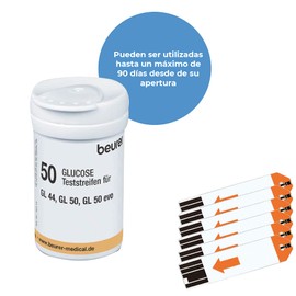 Beurer TR44 - Tiras reactivas para prueba de glucosa, Modelo TR44 con 50 piezas