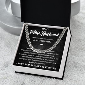 Chiside To My Future Husband Necklace, Promise Necklace Gifts For Future Husband, Future Husband Cuban Necklace, Fiance Necklace Gifts From Fiancee, Necklace Gifts For Future Husband