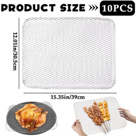 LNQ LUNIQI 10Pcs Disposable BBQ Grill Mesh Mat Aluminum Non-Stick Cooking Grid Grates Pad Baking Tools Outdoor BBQ Accessories for Outdoor Camping Barbeque Picnics Backyards