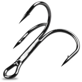 Fishing Treble Hooks - 120pcs Sharp Red Treble Fishing Hooks Round Bend Strong High Carbon Steel Barbed Fish Hook for Catfish Bass Trout Freshwater Saltwater Size: 1/0# - 14#