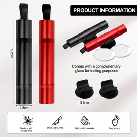 2 in 1 Gurtschneider Notfallhammer, 2 Stück Automotive Gurtschneider Notfallhammer, Notfall Hammer mit Testglas und Fahrgestell, Notfall Autofensterbrecher Fluchtwerkzeug(Schwarz+Rot)