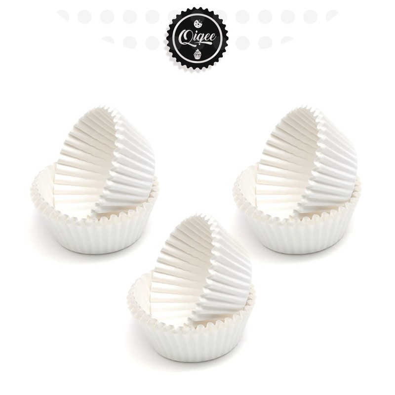qiqee White 500pcs Cupcake Liners Muffin Linner No Smell, Food
