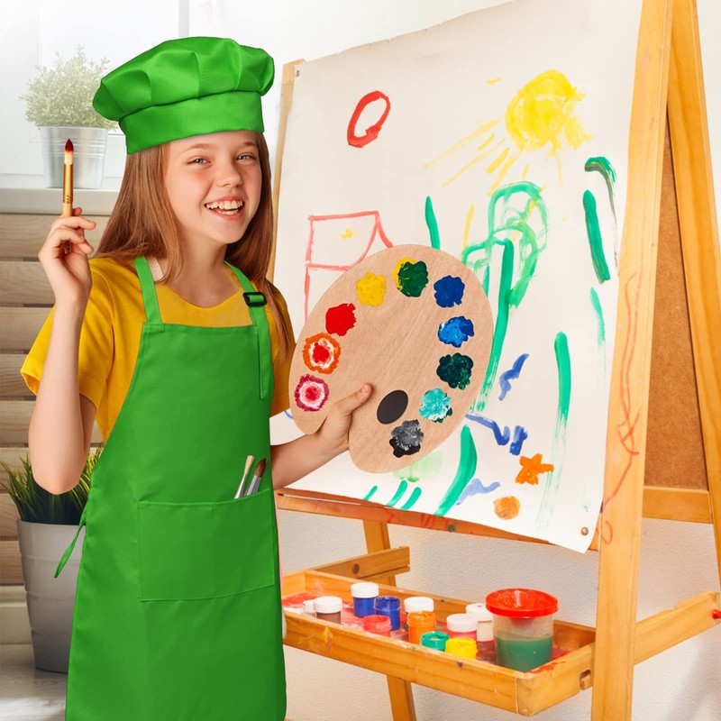 yarachel Kids Apron and Chef Hat Set - 8 Pieces