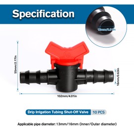 VooGenzek 10 pieces 16 mm plastic aquarium water flow control valve, drip irrigation barb switch valve, hose irrigation shut-off valve for 16 mm hose